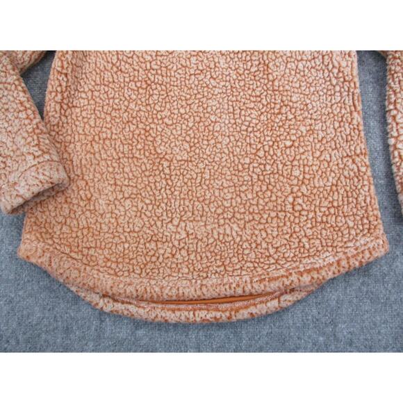 Scully Pullover Womens Medium Orange Sherpa Fleece Quarter Zip Raglan Cozy Teddy - Picture 11 of 16